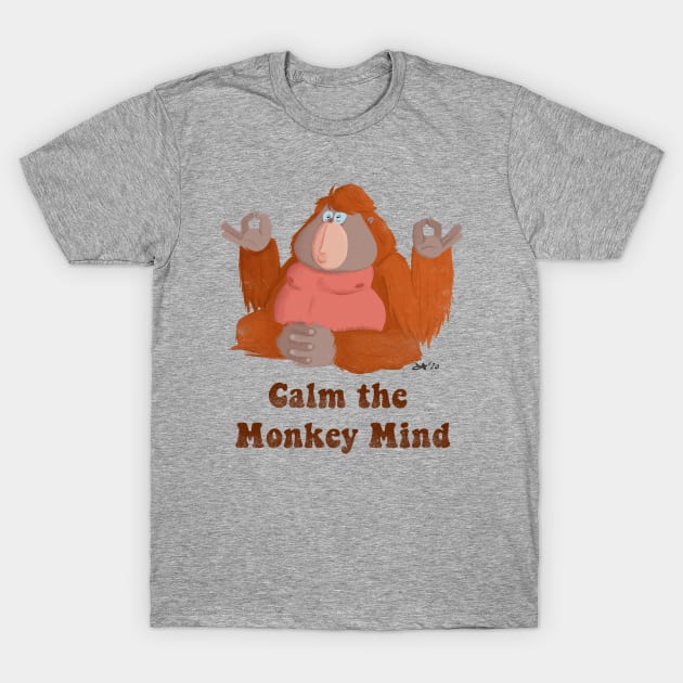 Zen Orangutan - Calm the Monkey Mind T-Shirt by OptionJoe Art